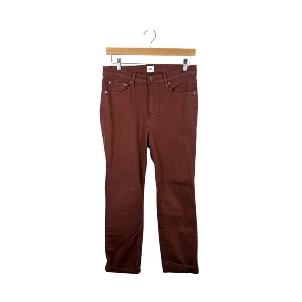 Edwin Women’s Bree Slim Straight Raw Hem Jeans in Brown Size 30